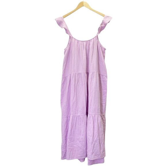 NWT J. Crew Ruffle Strap Gauze Tiered Long Summer Maxi Dress Lilac Size XL NEW - Picture 3 of 12